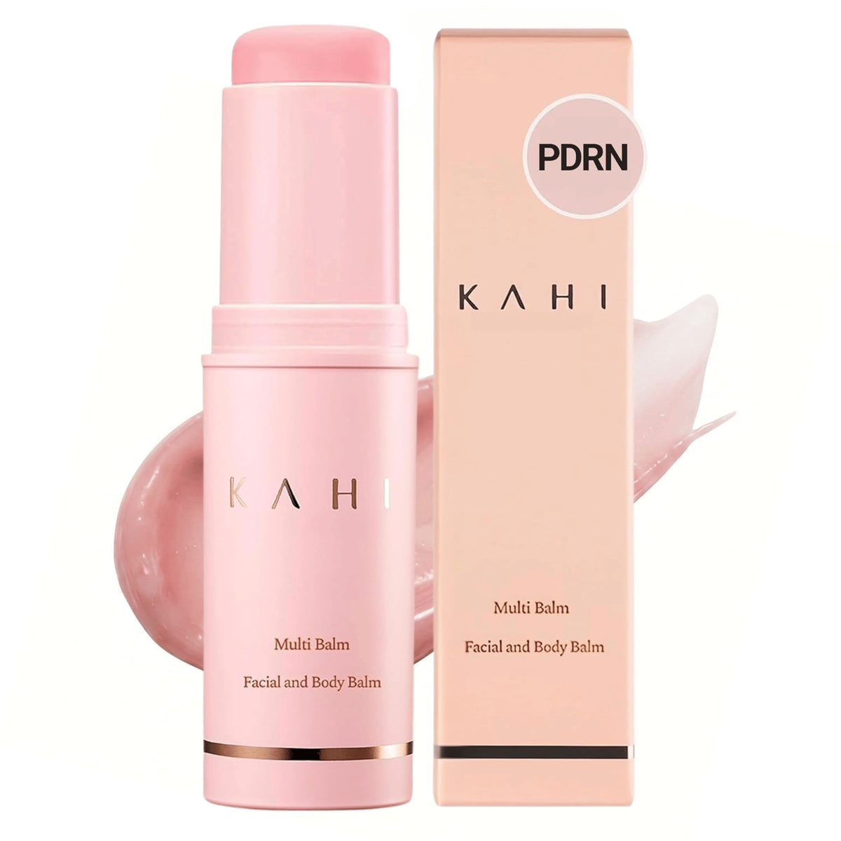 KAHI Multi Balm stick and box with a swipe of pink balm