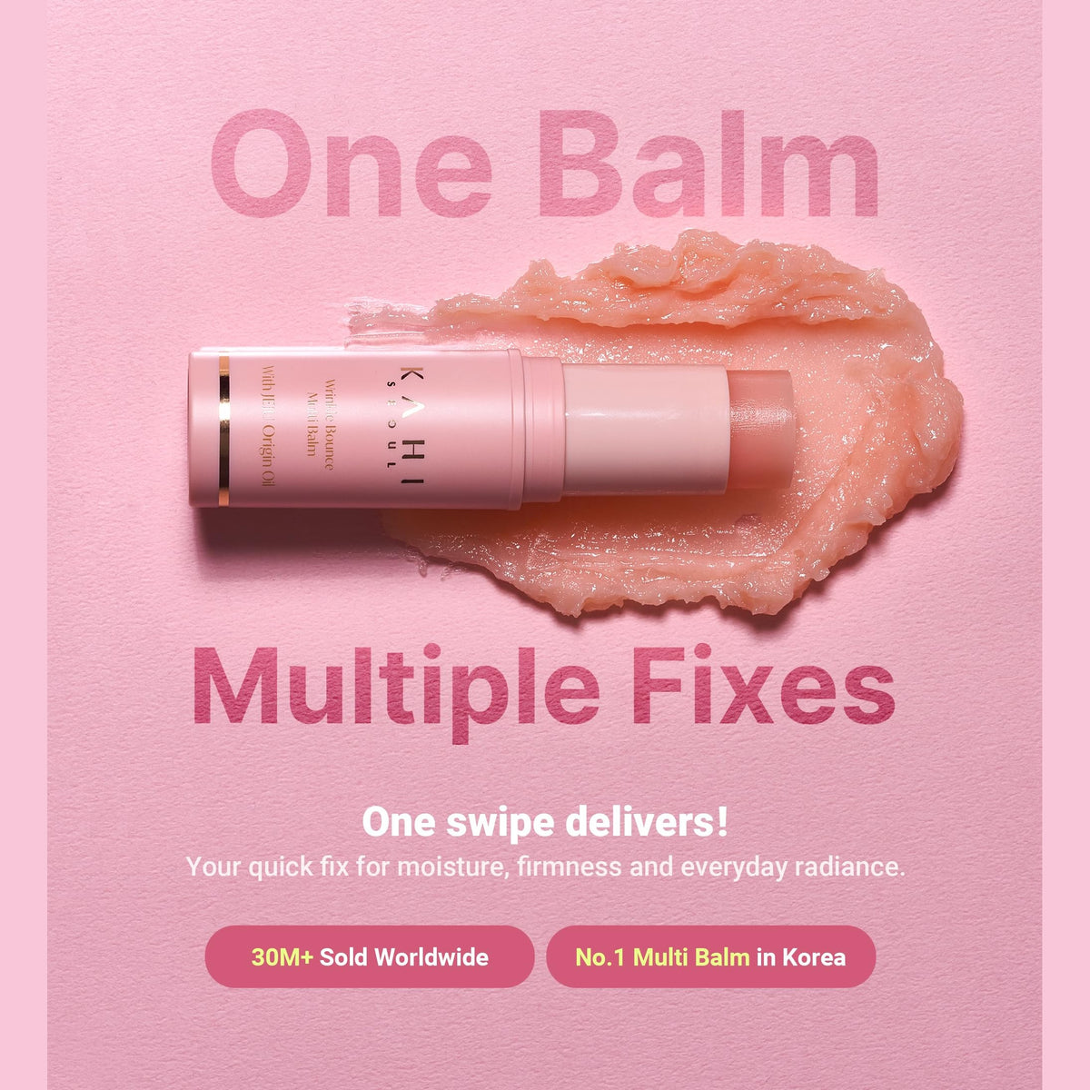 KAHI Multi Balm on a swirl of its pink balm: one balm, multiple fixes
